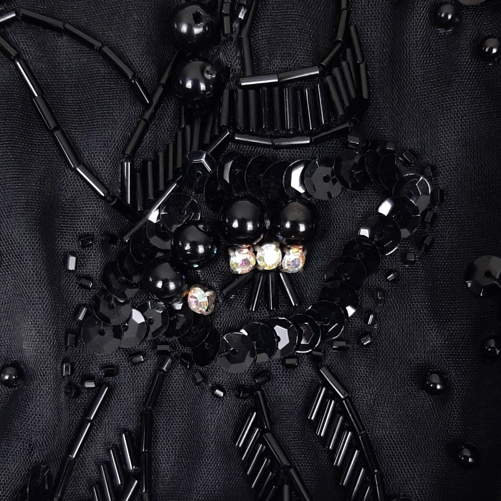 Karen Okada David Howard Climax vintage beaded lace midi dress witchy black - Picture 10 of 12